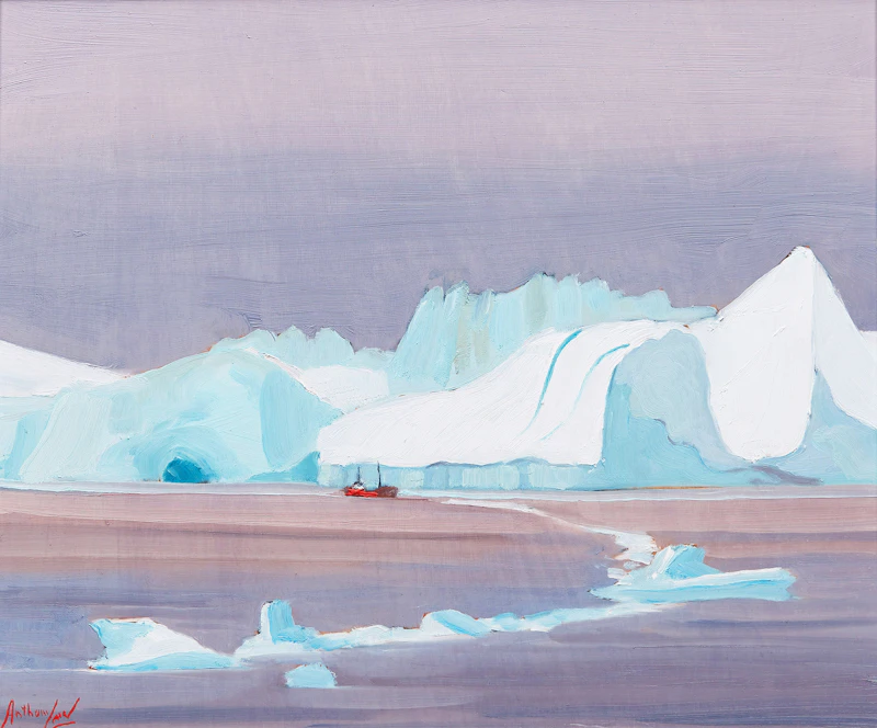 Charles Anthony Law, Glacier of Jakobshaven, Greenland, oil on board