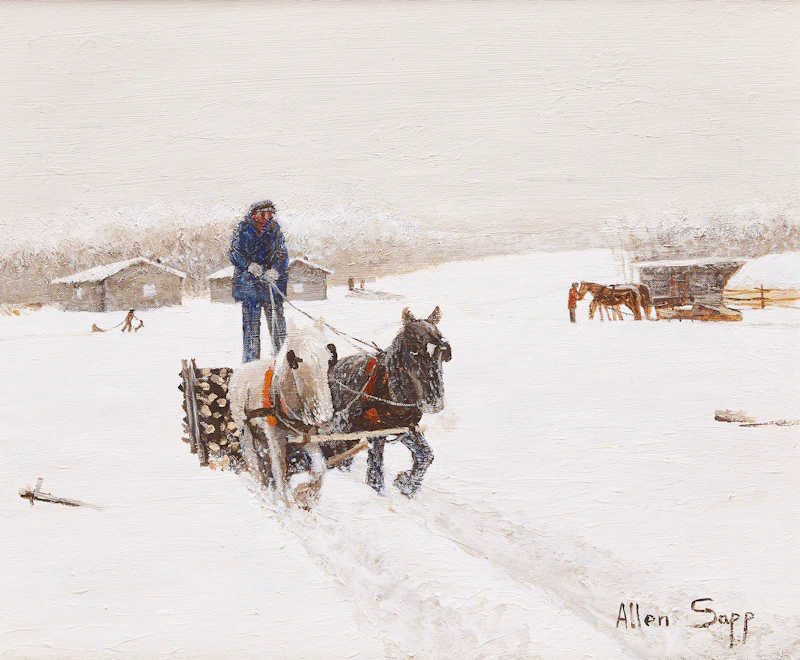 Allen Sapp, Coming Home with a Load, acrylic on canvas