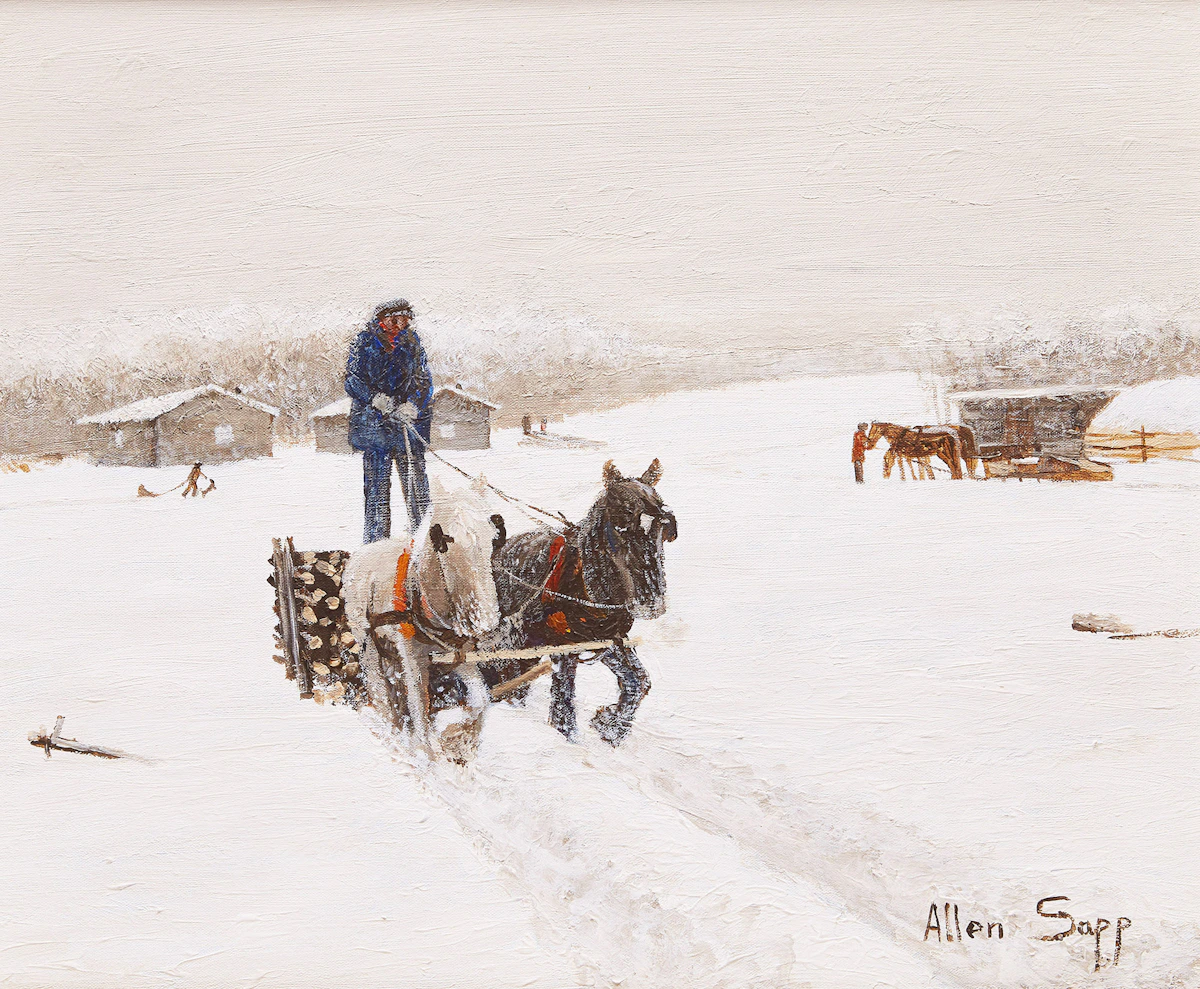 Allen Sapp, Coming Home with a Load, acrylic on canvas