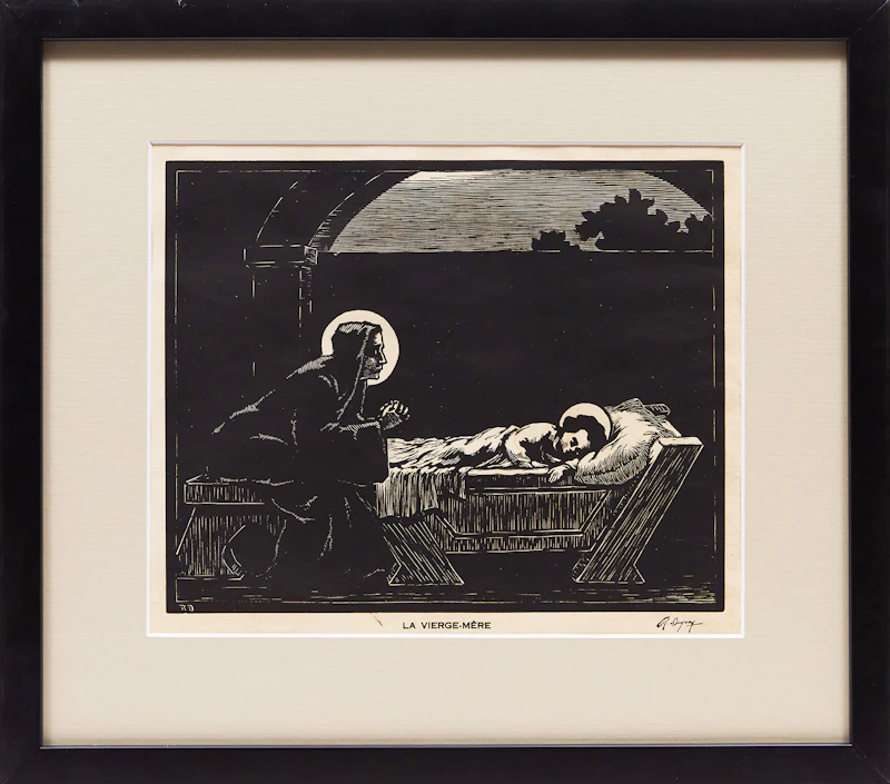 Rodolphe Duguay, La Vierge-Mère; Le Brassin de Savon; Ferme Québecoise; La Croix de Chemin, four woodblock prints - view 2