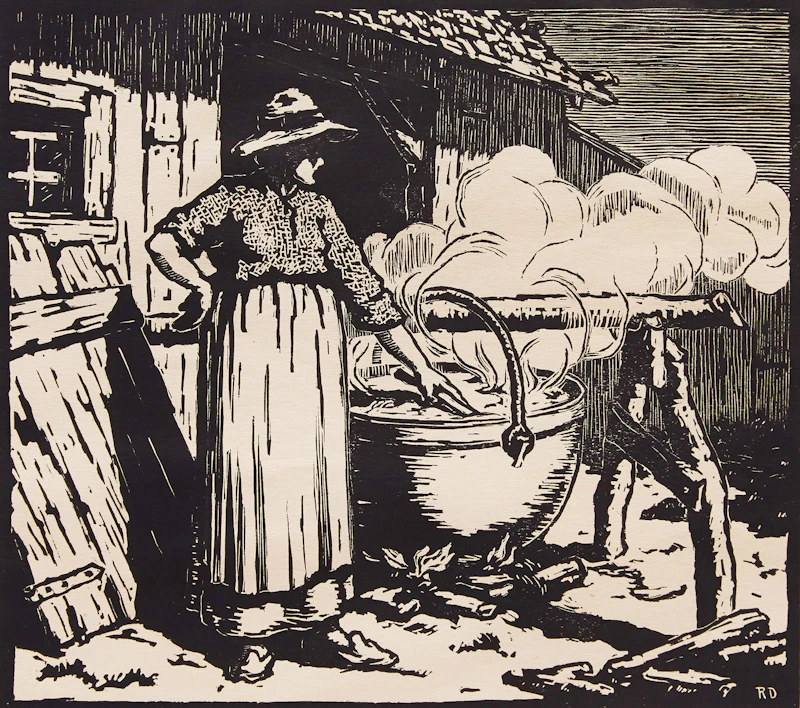 Rodolphe Duguay, La Vierge-Mère; Le Brassin de Savon; Ferme Québecoise; La Croix de Chemin, four woodblock prints - view 4