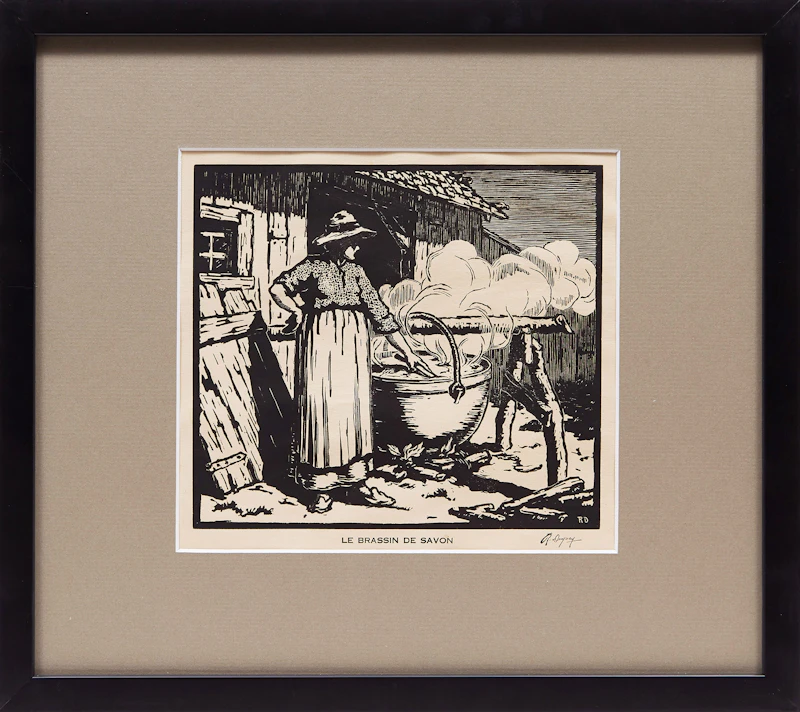 Rodolphe Duguay, La Vierge-Mère; Le Brassin de Savon; Ferme Québecoise; La Croix de Chemin, four woodblock prints - view 5
