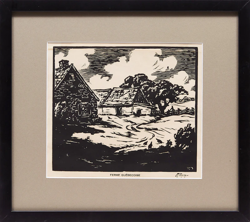 Rodolphe Duguay, La Vierge-Mère; Le Brassin de Savon; Ferme Québecoise; La Croix de Chemin, four woodblock prints - view 8