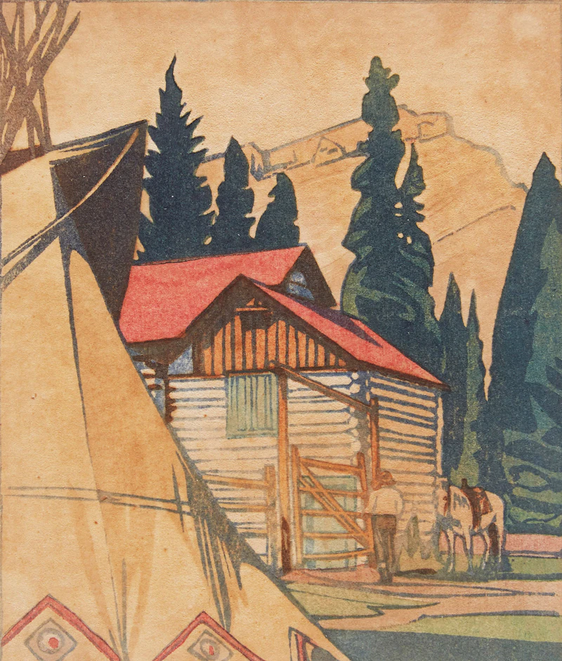 Corral at Banff by Walter Joseph Phillips
