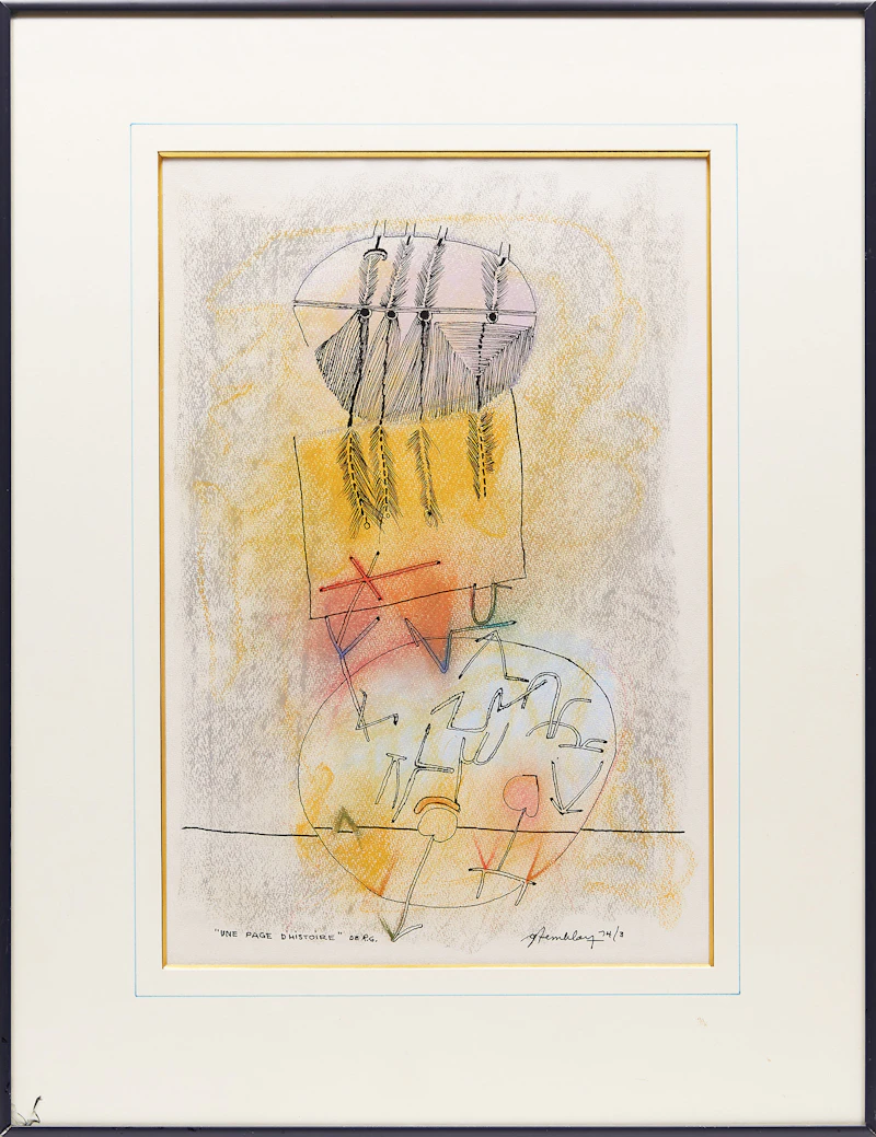 Gérard Tremblay, “Une Page d’histoire” de R.G, pastel and ink on paper, March 1974 - view 2