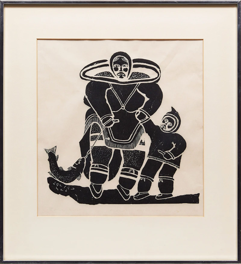 Juanisialu Irqumia, Fishing, stonecut, 1963 - view 2