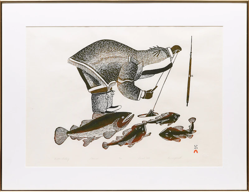 Kananginak Pootoogook, Winter Fishing , stonecut, 1987 - view 2