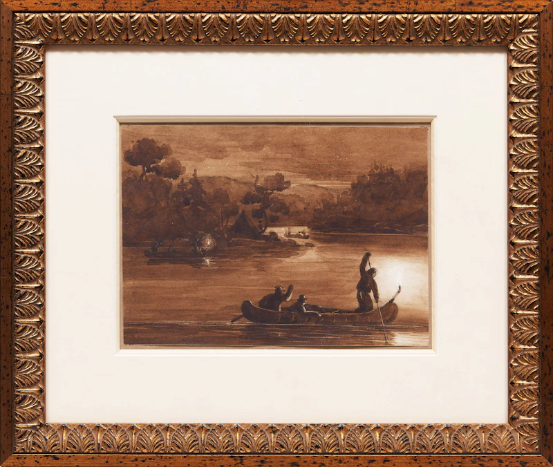 19th Century Canadian School, Pêche de nuit, watercolour, circa 1860 - view 2