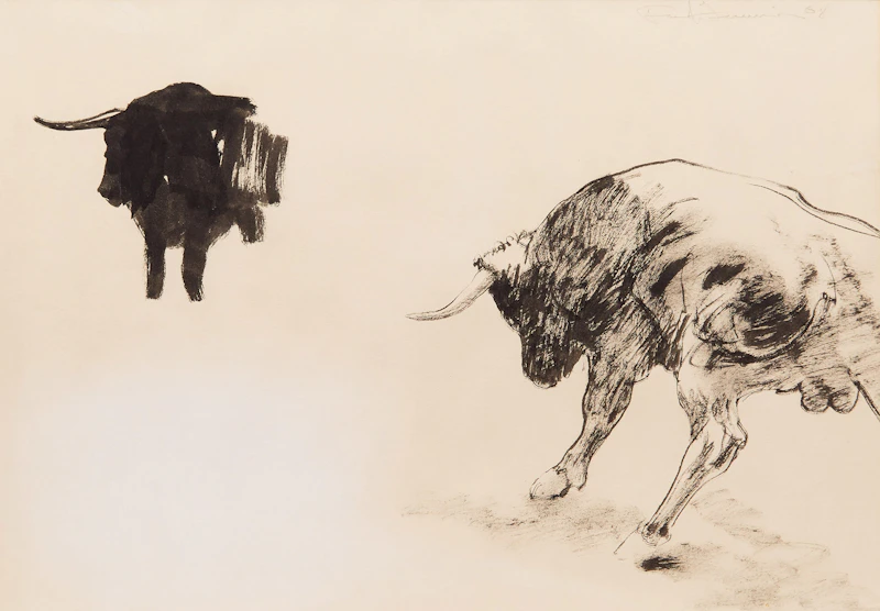 Paul Fournier, Steer Studies , ink on paper