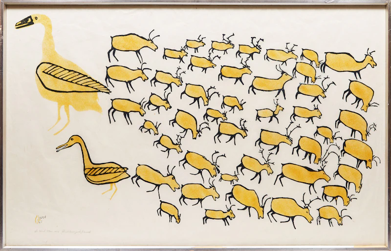 Luke and William Kanak Iksiktaaryuk, The Herd , stonecut and stencil, 1972 - view 2