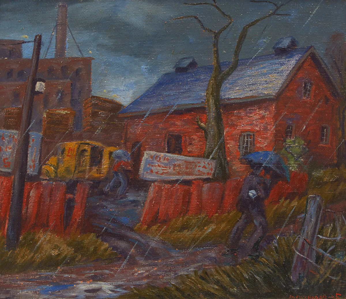 Frederick Hagan, April Rain  , oil on board, 1945