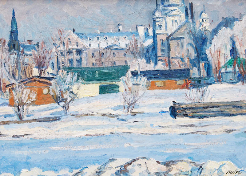 Jack Beder, Winter, Lachine, oil on canvas board