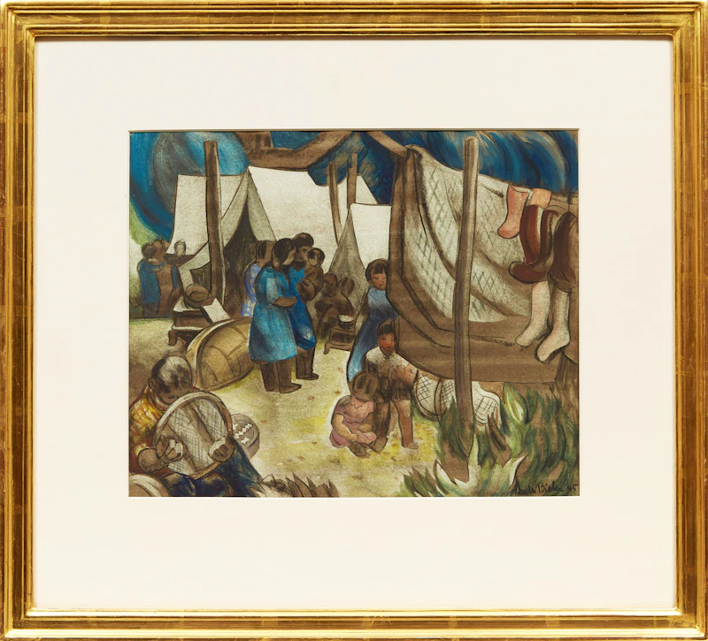 André Charles Biéler, Montagnais Encampment, watercolour, 1945 - view 2