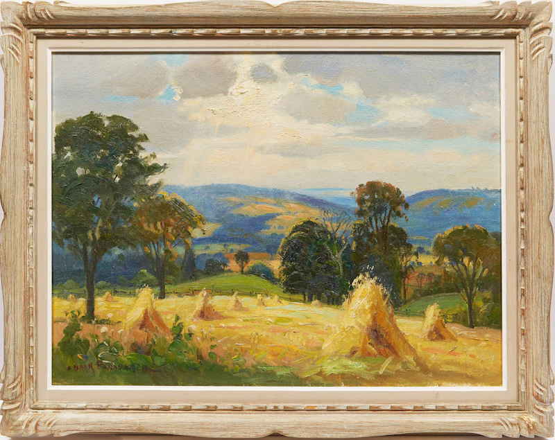 Frank Shirley Panabaker, Haystooks, oil on canvas board - view 2