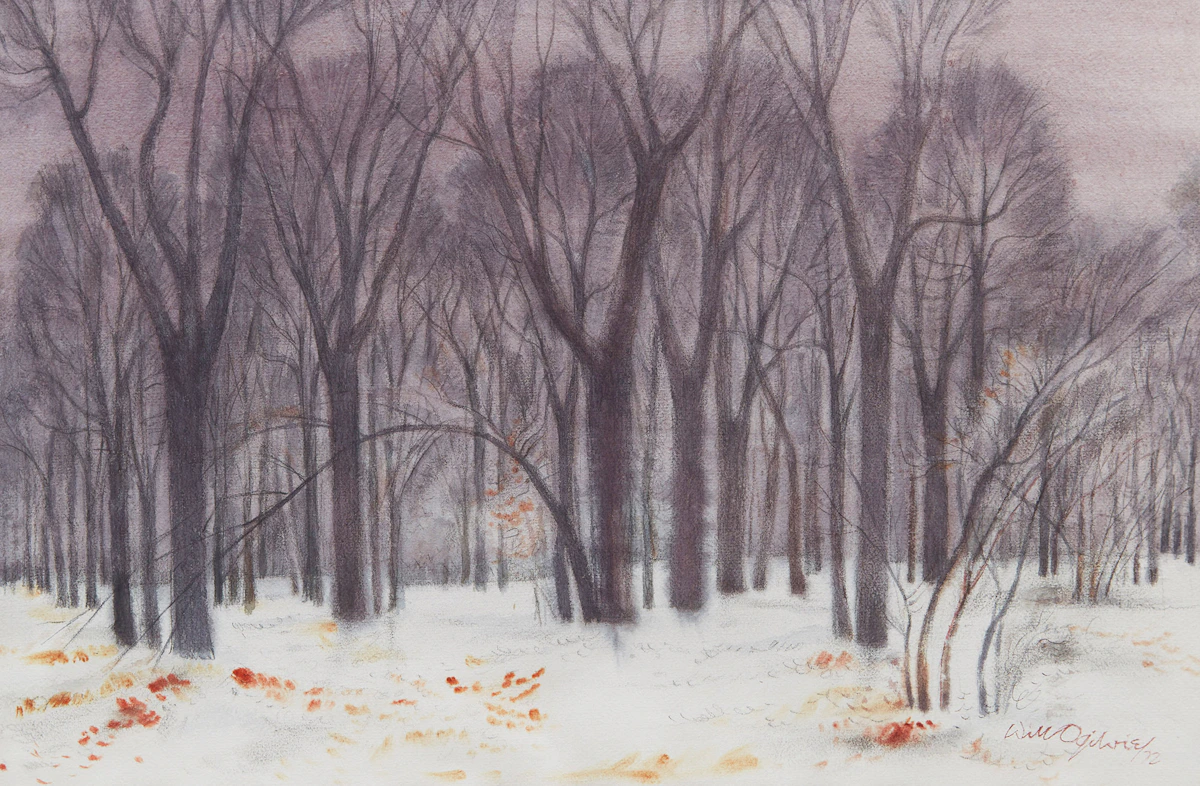 William Abernethy Ogilvie, First Snow, watercolour, 1972