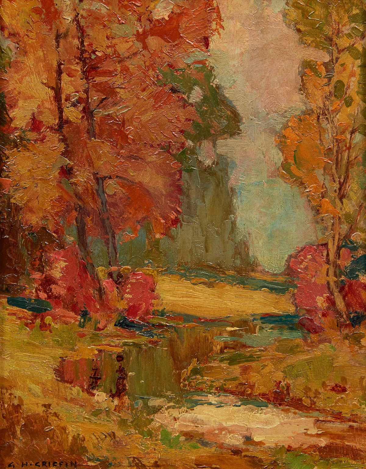 George Henry Griffin, Shoreline Landscape, oil on board