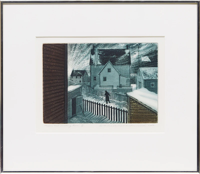 David Lloyd Blackwood, Skipper Nat Walking Home, colour etching and aquatint, 1982 - view 2