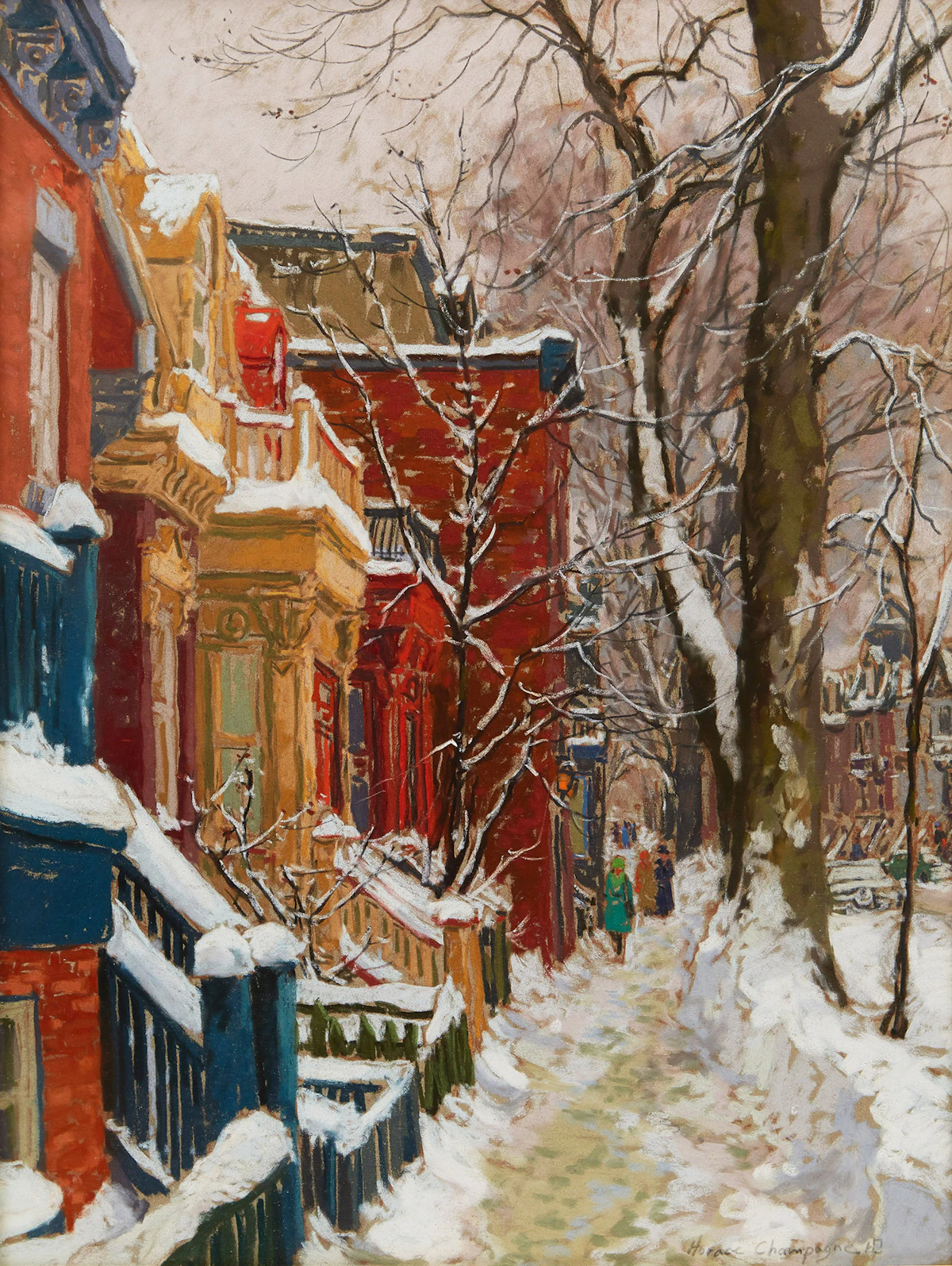 Horace Champagne, Memories; on Rue Laval, pastel, 1995