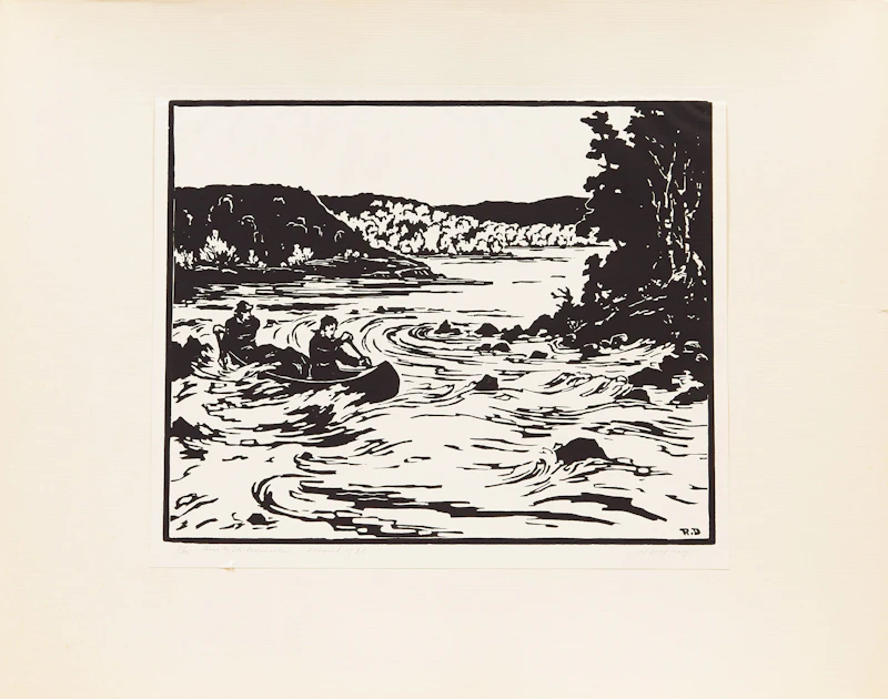 Rodolphe Duguay, Sur le St-Maurice, woodcut, 1936 - view 2