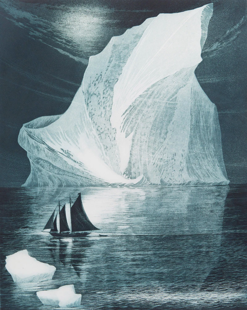 David Lloyd Blackwood, The Flora S. Nickerson Down on the Labrador, colour etching and aquatint