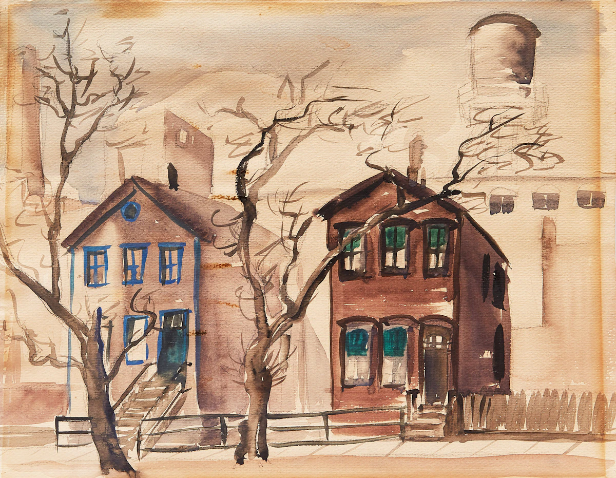 William Arthur Winter, Winnipeg Street Scene, watercolour
