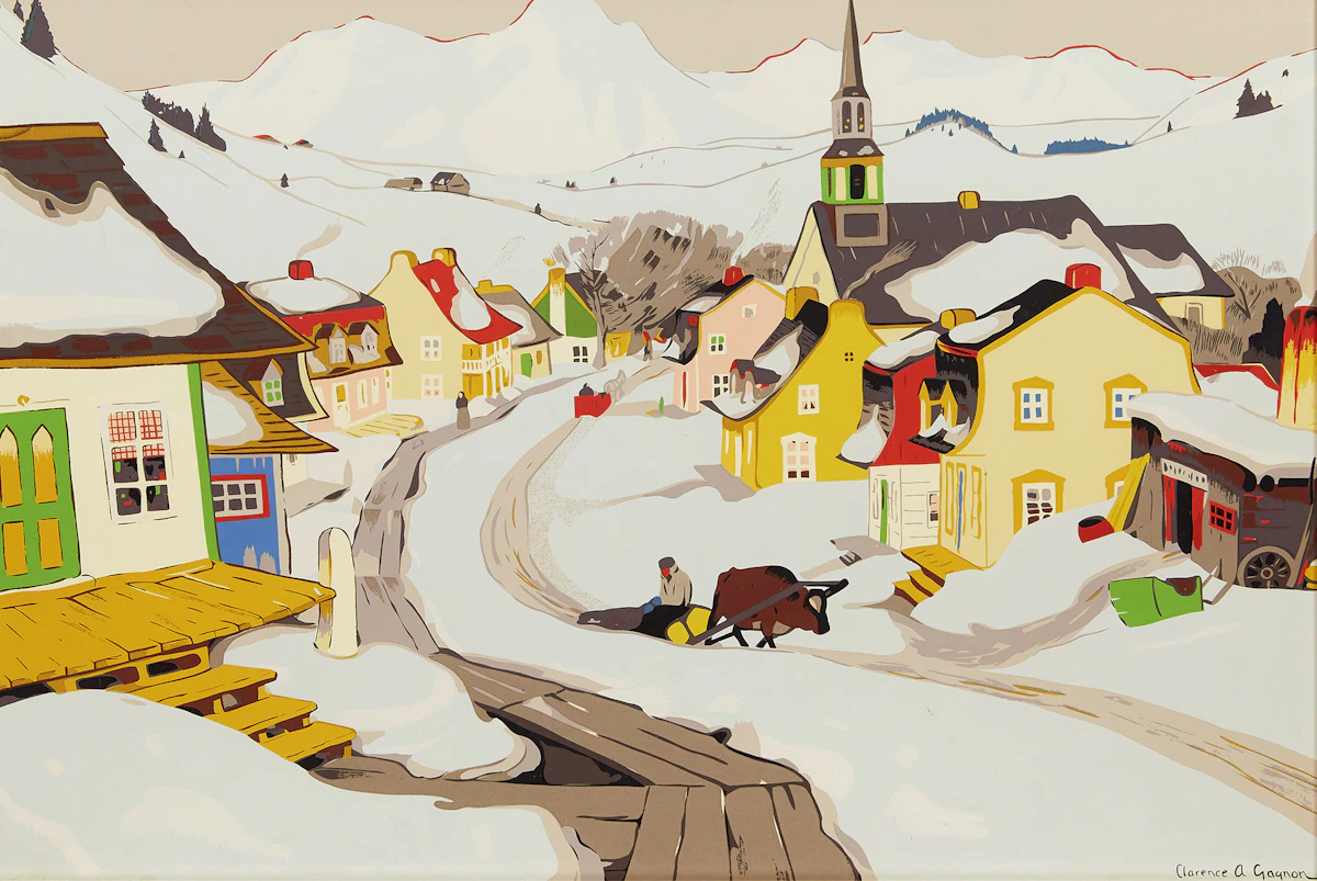 Clarence Alphonse Gagnon, Village in the Laurentians, Sampson Matthews silkscreen