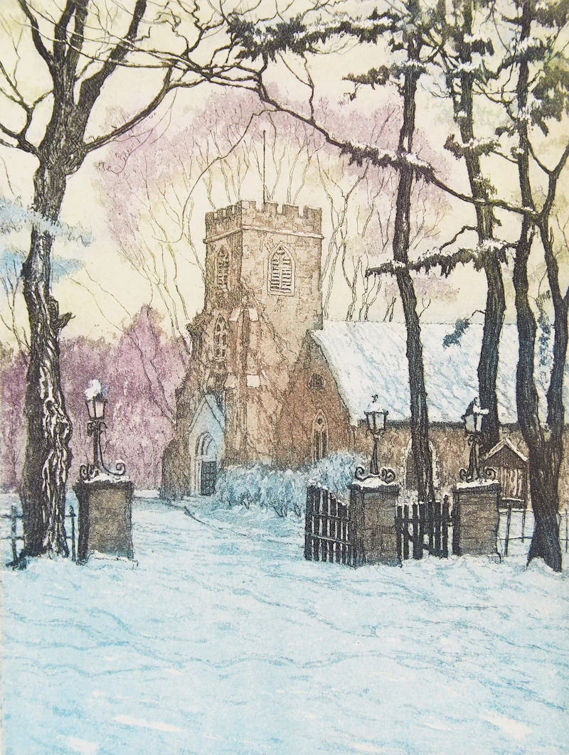 Nicholas Hornyansky, Three Christmas Cards, colour etchings