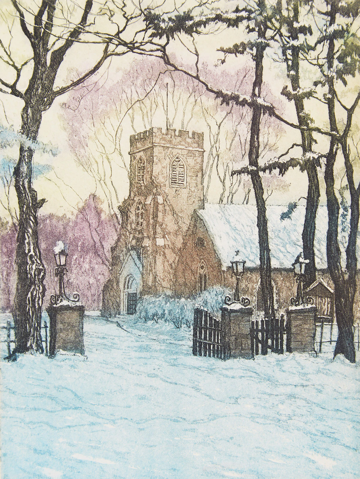 Nicholas Hornyansky, Three Christmas Cards, colour etchings