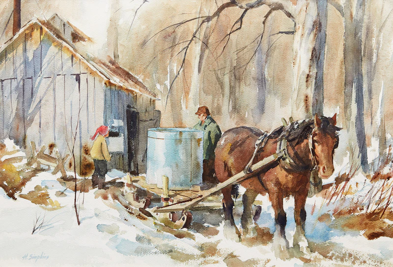 Henry John Simpkins, Maple Sugar Time, watercolour