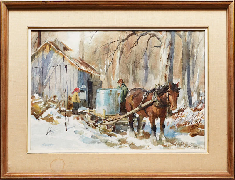 Henry John Simpkins, Maple Sugar Time, watercolour - view 2