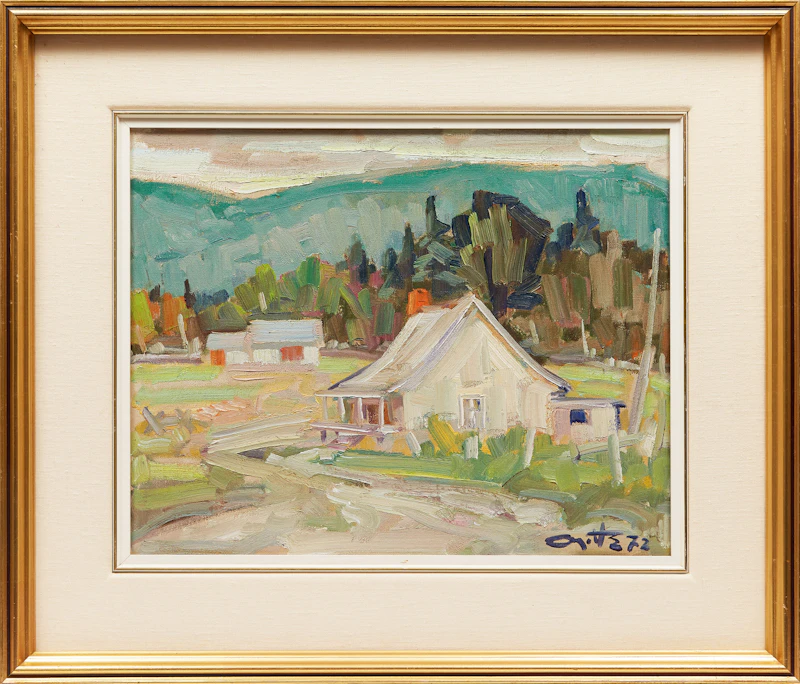 Leo Ayotte, Landscape with Cabin, oil on canvas, 1972 - view 2