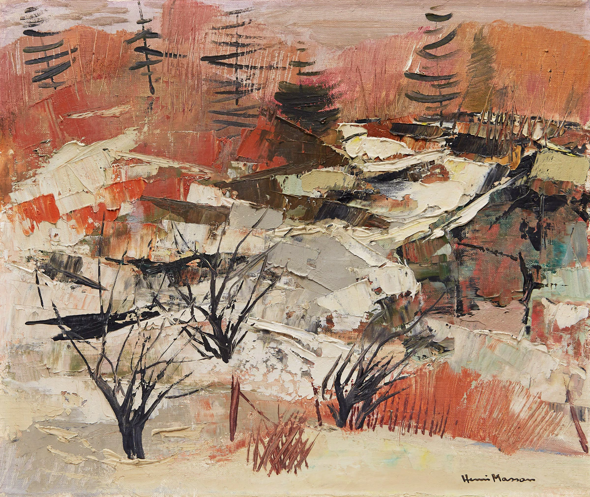 Henri Leopold Masson, Winter Landscape, oil on canvas