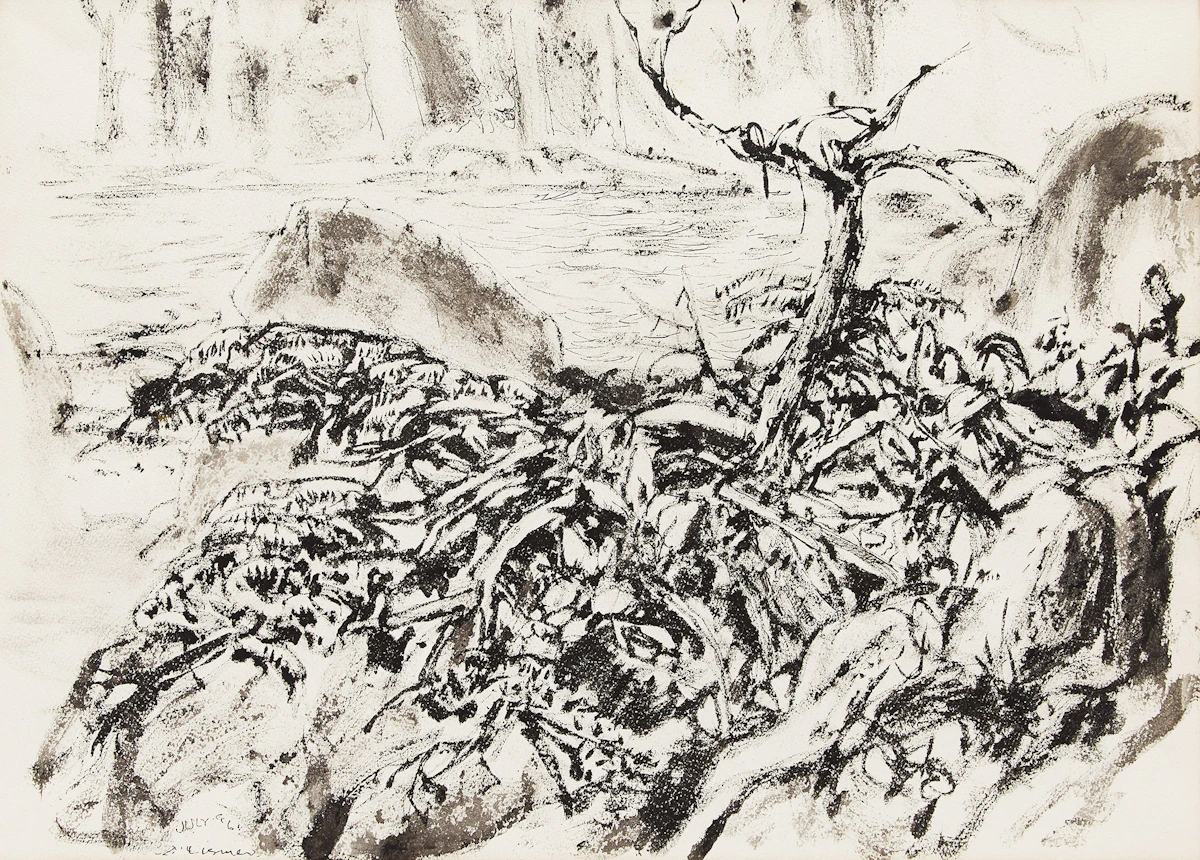 Arthur Lismer, Georgian Bay , ink and wash, 1961