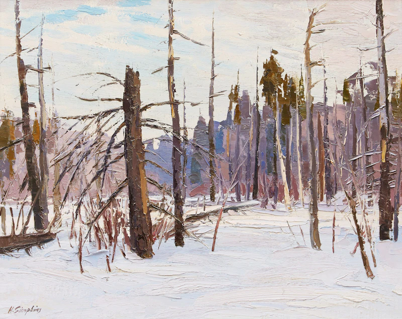 Henry John Simpkins, Winter Landscape, oil on board