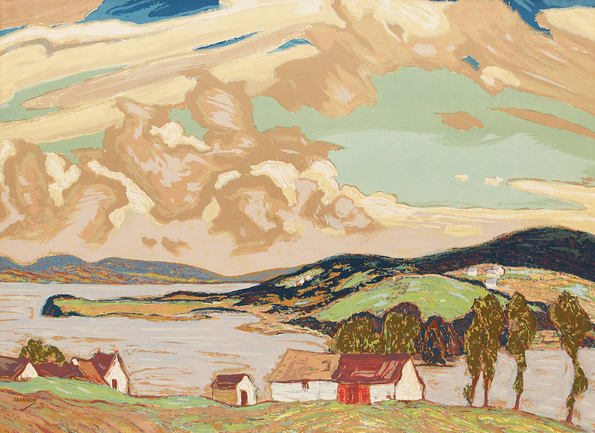 Joseph Ernest Sampson, Gaspé, sampson-matthews silkscreen, 1950