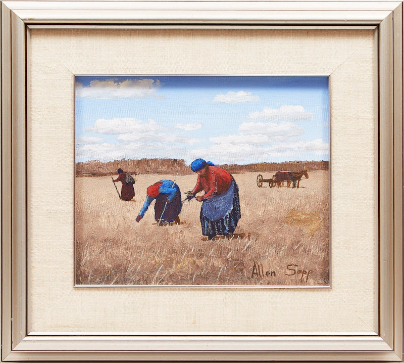 Allen Sapp, Picking Seneca, acrylic on canvas - view 2