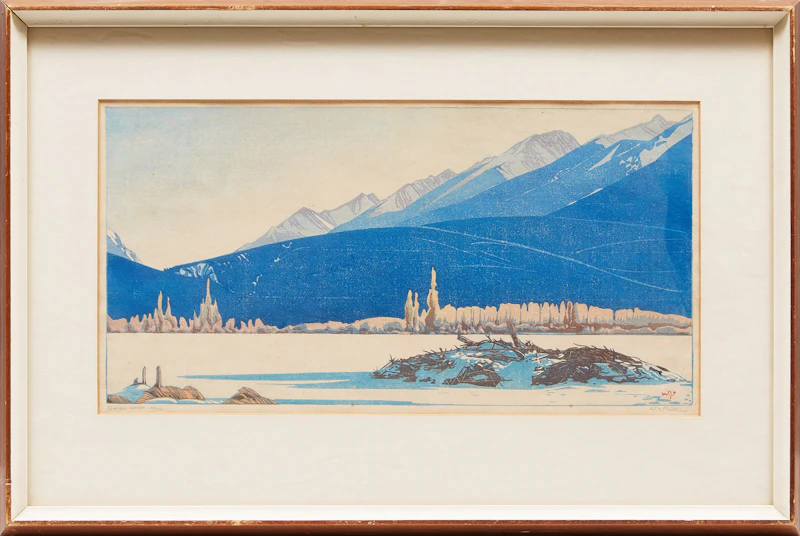 Walter Joseph Phillips, Beaver Lodge, colour woodcut, 1944 - view 2