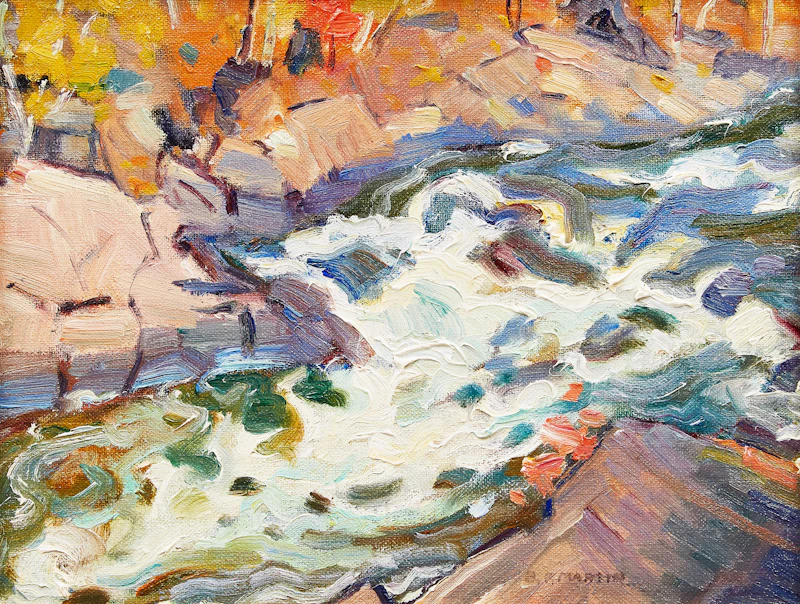 Bernice Fenwick Martin, Hollow River Rapids, Near Dorset, Ontario, oil on canvas board