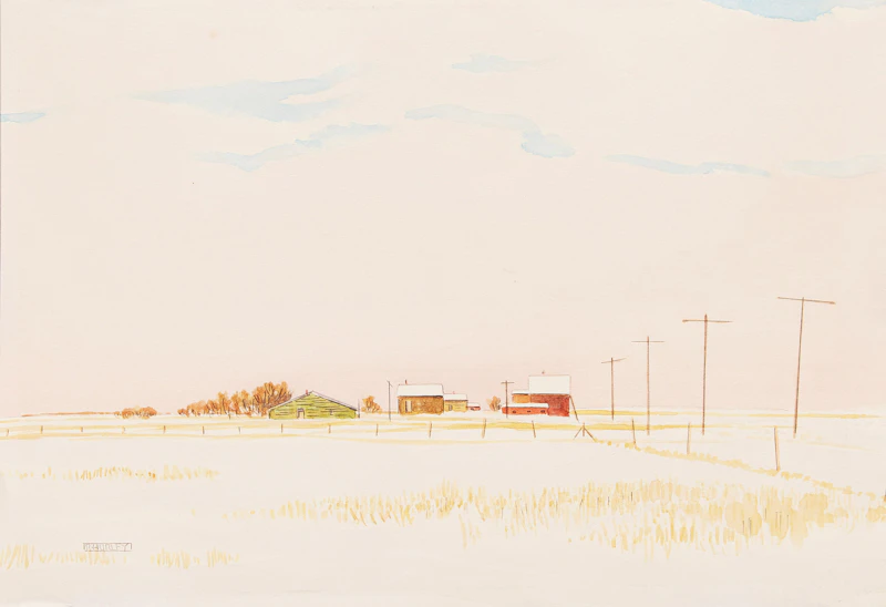 Robert N. Hurley, Prairie Landscape, watercolour