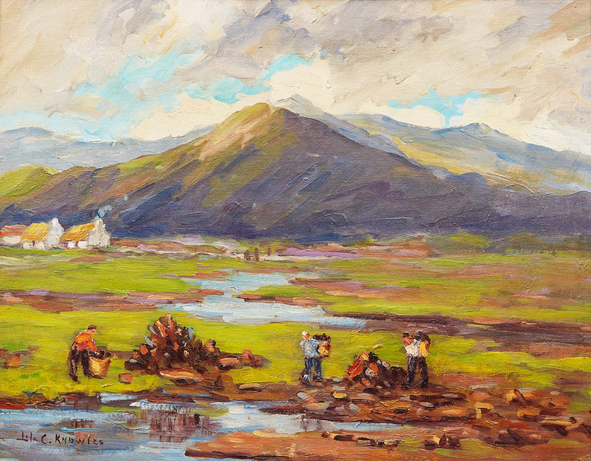 Lila Caroline McGillivray Knowles, Gathering Turf, oil on canvas board