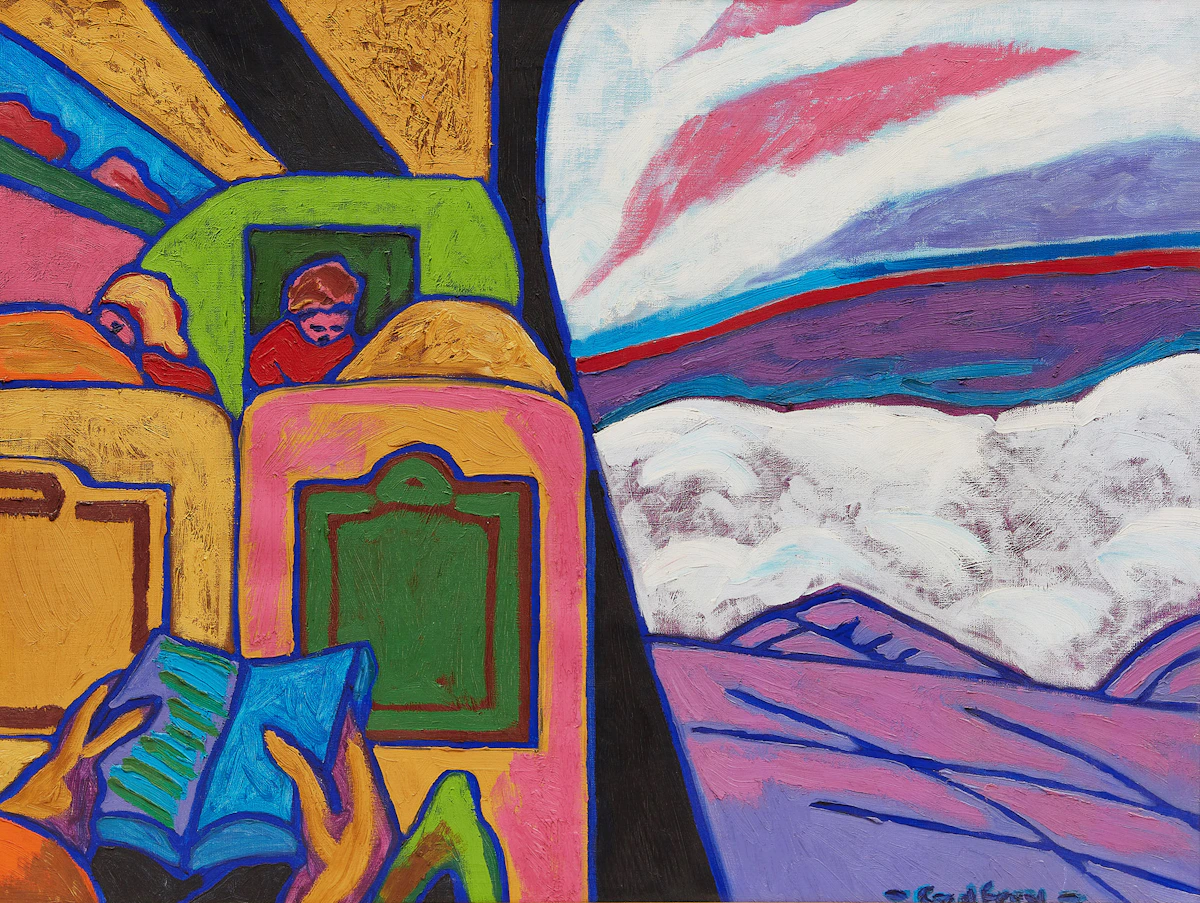 John Godfrey, On Route to Paris, oil on canvas, 1974