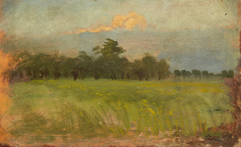 Frederic Marlett Bell-Smith, Dutch Landscape, oil on board