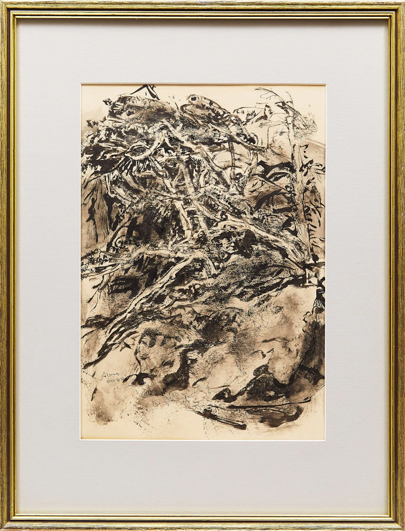 Arthur Lismer, Tangled Tree and Rock Study, charcoal and ink on paper, 1963 - view 2