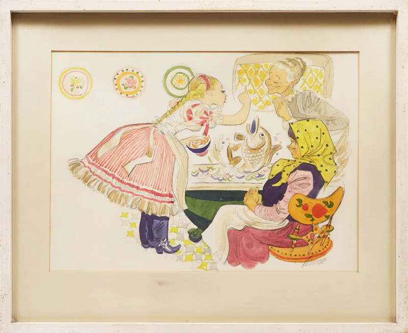William Arthur Winter, Fish for Dinner, watercolour and graphite on paper - view 2