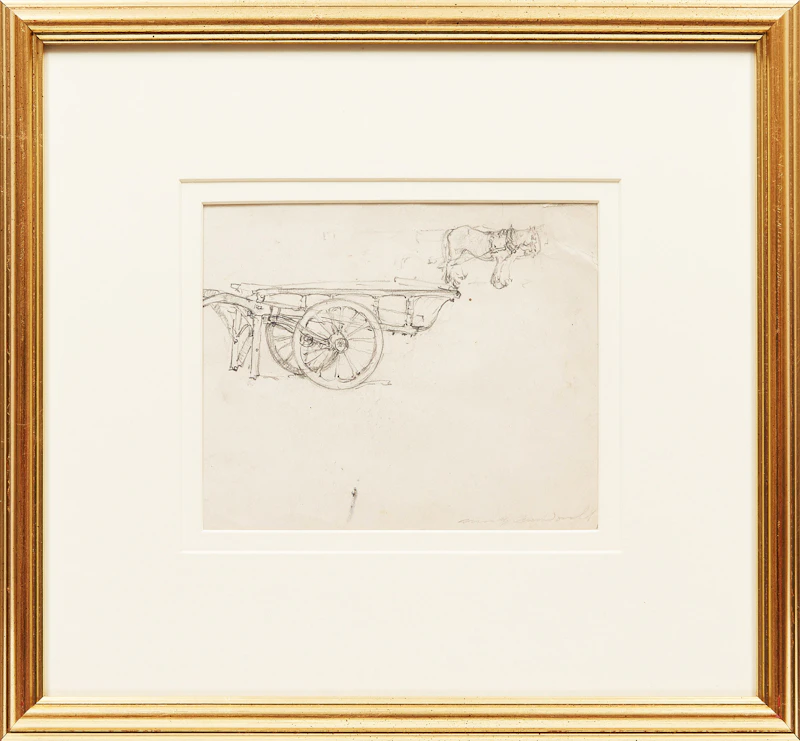 Manly Edward MacDonald, Horses and Carriage; Pair of Figure Studies, two pencil sketches - view 2