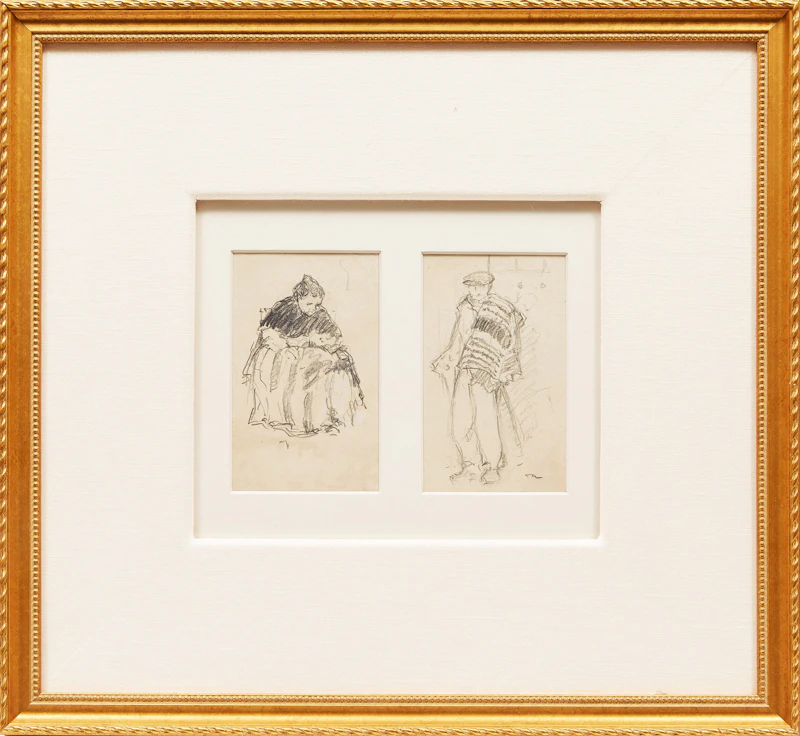 Manly Edward MacDonald, Horses and Carriage; Pair of Figure Studies, two pencil sketches - view 5