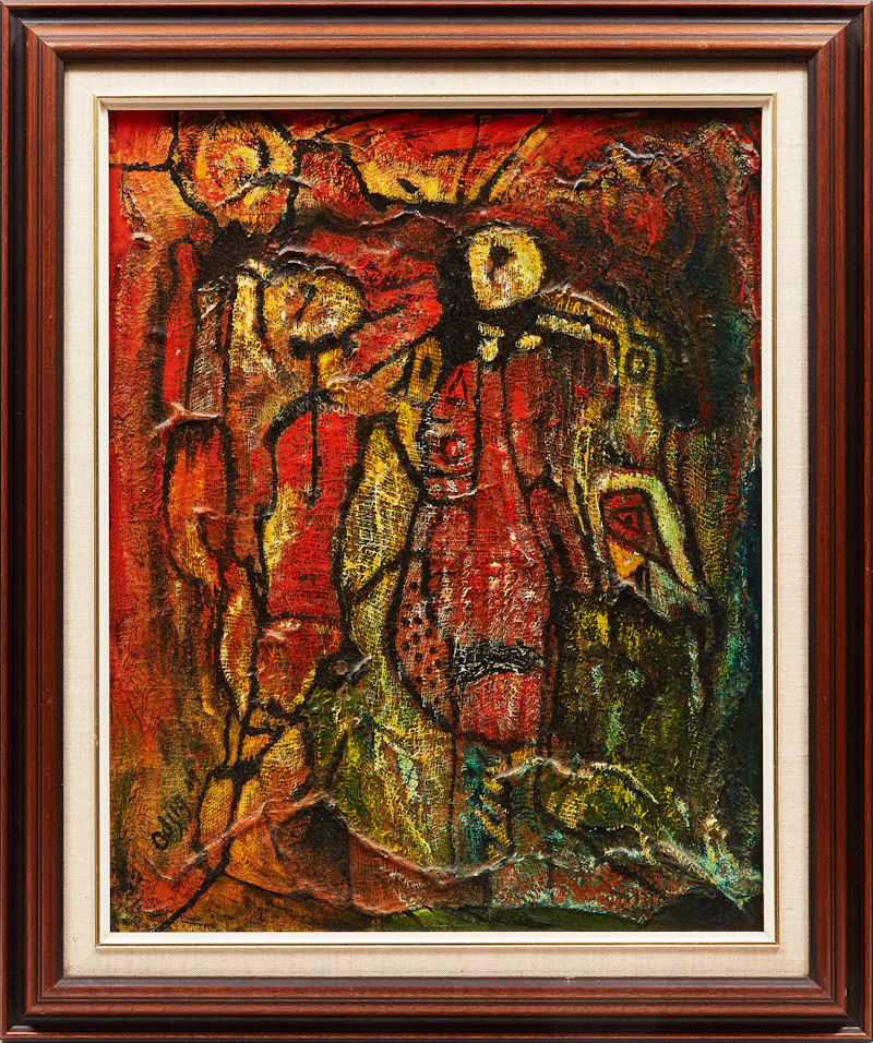 Daphne Odjig, Treaty Day, mixed media on canvas board, 1969 - view 2