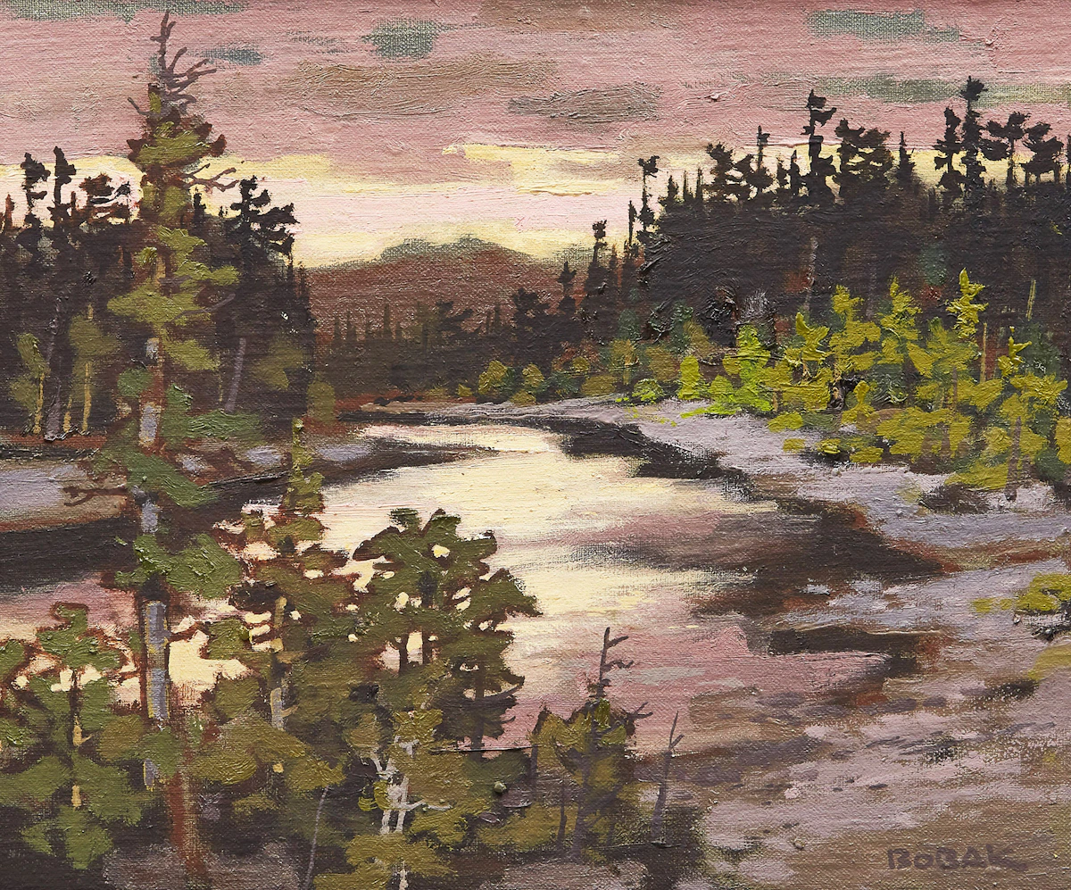 Bruno Joseph Bobak, Restigouche Dawn, oil on canvas