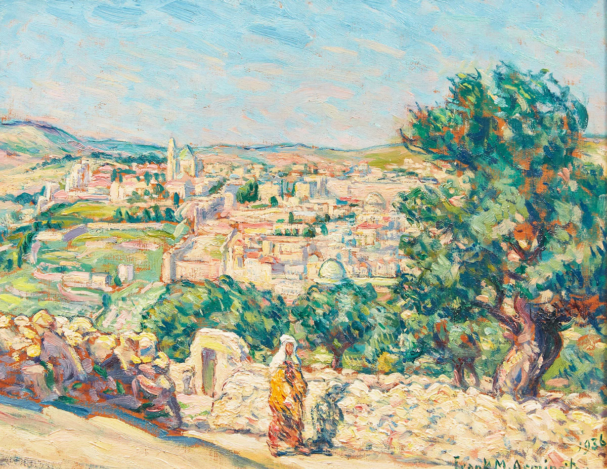 Frank Milton Armington, Southern Part of Jerusalem from Mount of Olives, oil on board, 1936