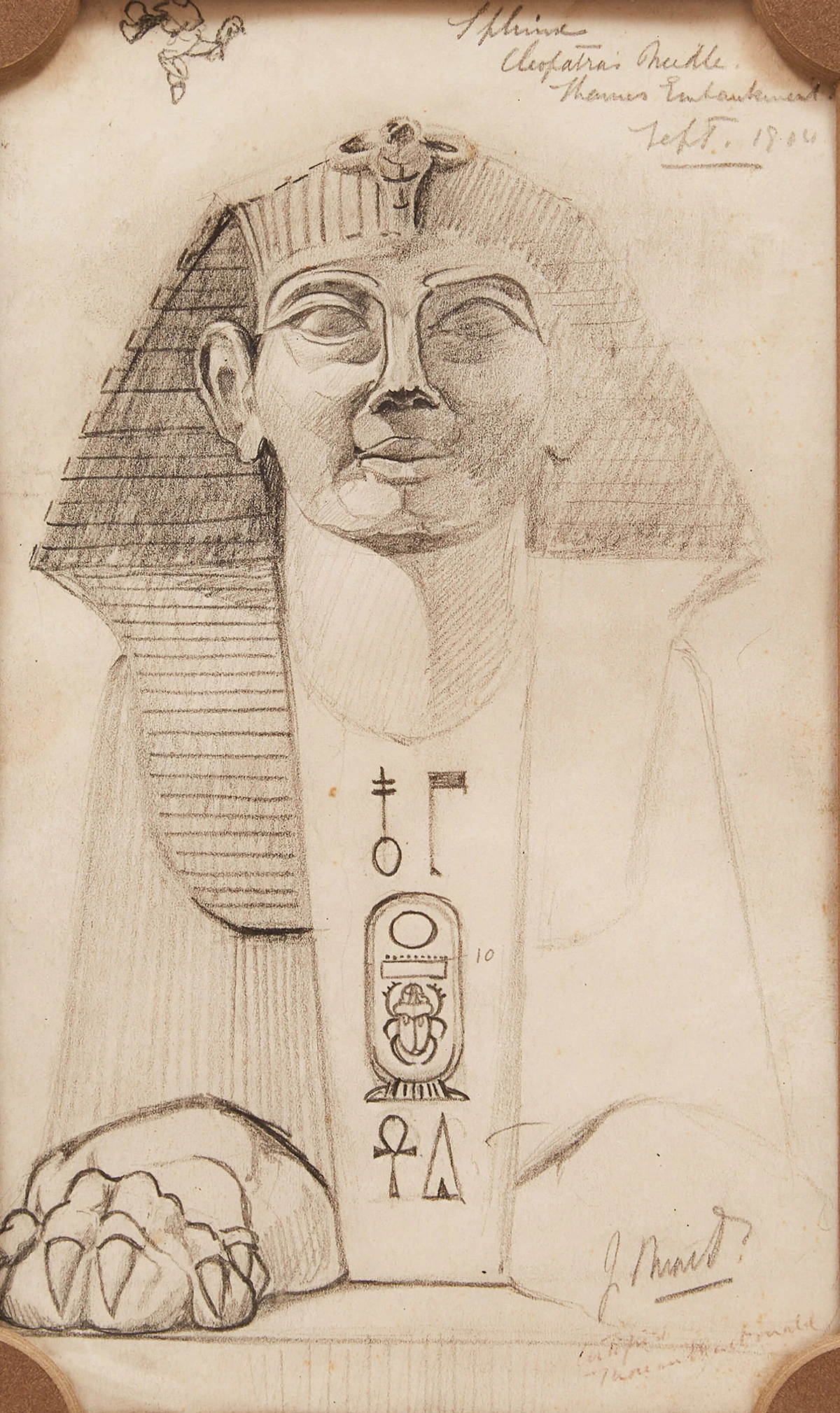 James Edward Hervey MacDonald, Sphinx, Cleopatra’s Needle, Thames Embankment, Left, graphite on sketchbook paper, 1904
